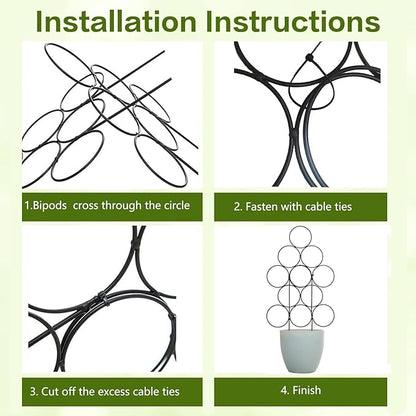 Trellis for Climbing Plants Indoor, 3 Pack Stackable Garden Trellis for Potted Plant Support, 14.2 Inch Small Houseplant Metal Wire Trellis for Vine Ivy Rose Plant Trellis (Black)