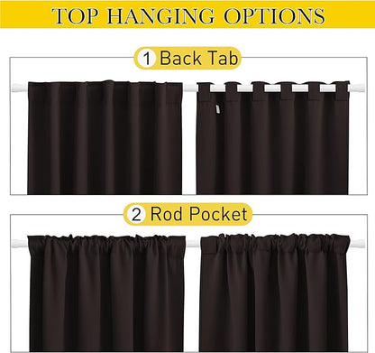 NICETOWN 2 Panels Outdoor Curtains Waterproof Pocket & Back Tab on Top & Bottom, Thermal Insulated Windproof Sun Blocking Outside Privacy Drapes for Patio with Fixed Rope, W52 x L95, Toffee Brown
