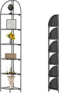 Crofy Foldable 6 Tier Corner Shelf, Metal Corner Plant Stand with Black Frame and Black Shelves, Corner Display Rack Multipurpose Shelving Unit for Living Room, Bedroom, Bathroom