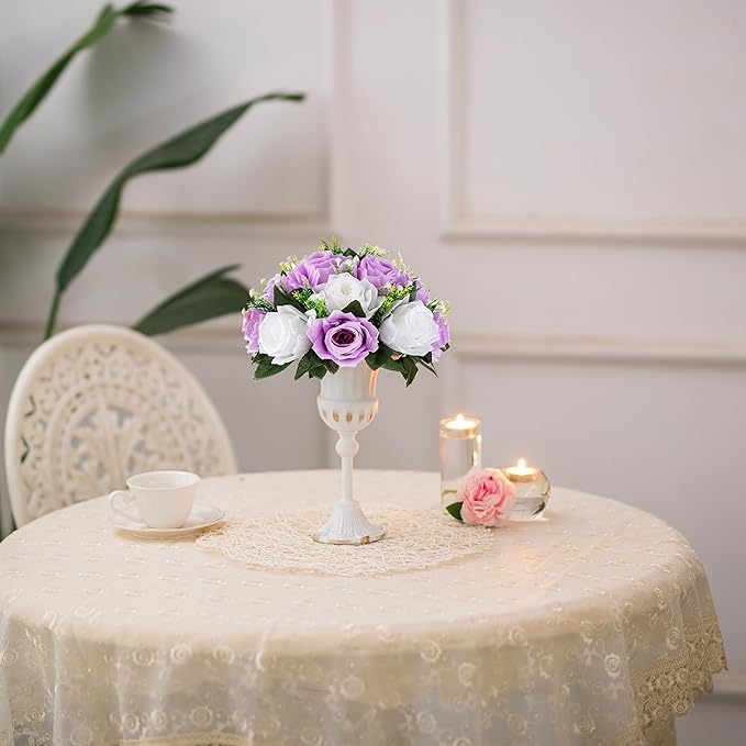 Artificial Flower Balls, Lilac and White Silk Rose Centerpieces
