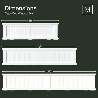 Mayne Cape Cod 4ft Window Box - Black - 48in L x 11in W x 10.8in H - Polyethylene - Built-in Water Reservoir (4841-B)
