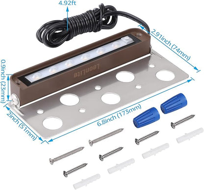 LEONLITE 8-Pack Premium Series 5CCT 7 Inch LED Hardscape Lighting Swivel, 2200K/2700K/3000K/4000K/5000K Selectable, Retaining Wall Light Low Voltage, 12V Paver Light, 4.5W Outdoor Step Light, ETL
