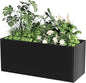 Long Metal Planter Box for Outdoor Plants 15" W x 38" L x 16.25" H, Heavy Duty Steel Rectangular Planter Box with Removable Insert Shelf, Modern Décor for Outside, Indoor, Garden (Black)