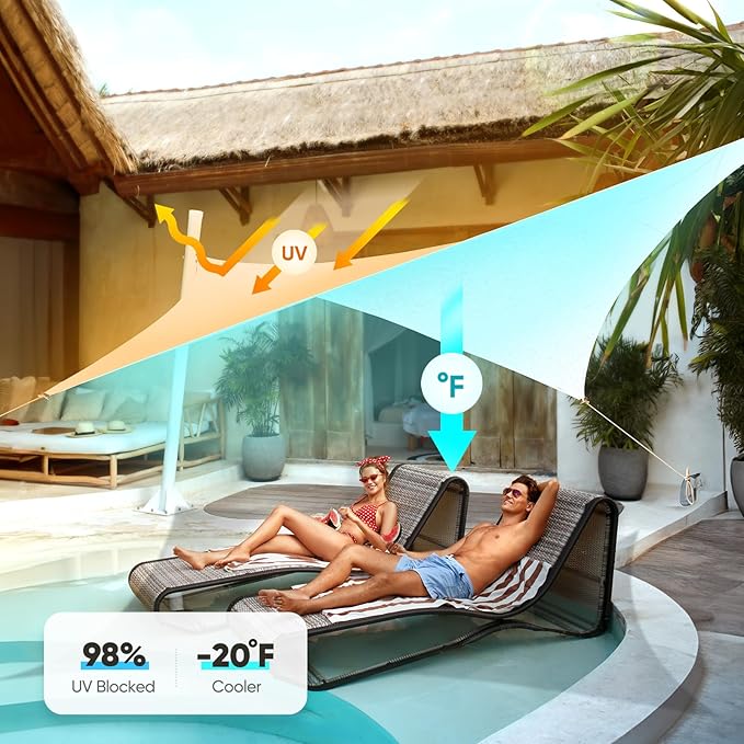 Quictent 20x26ft Sun Shade Sail for Patio, 185GSM Heavy Duty Rectangular Outdoor Sunshades UV Block Outside Canopy Cover for Backyard White
