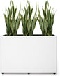 Planter Box Rectangular Block - 24×16×12IN Galvanized Steel Metal Long Box Planter Easy Installation Modern Outdoor Tall Planters All-Weather Use with Drainage Holes for Patio/Porch(White)