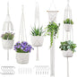 Macrame Plant Hangers, 5Pack Hanging Planters for Indoor Plants w/ 5 Set Hooks Handmade Cotton Rope Hanging Plant Holders Plant Hanger Indoor for Boho Home Decor (Planter Pot Not Included)