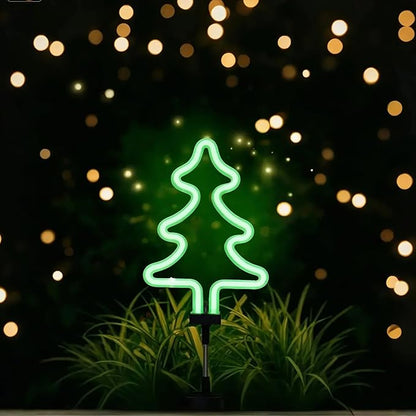 Solar Garden Stake Lights, Waterproof Landscape Light, Solar Landscape Path Lights, Neon Lights, Outdoor Decor for Garden, Yard, Lawn, Pathway, Patio, Backyard (Christmas Tree)