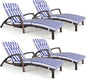 Chaise Lounge Chairs Outdoor Set of 4, Comfy Outside Wicker Patio Pool Lounge Chair w/ 5 Adjustable Back Angle, Cup Holder, Thicken Cushion