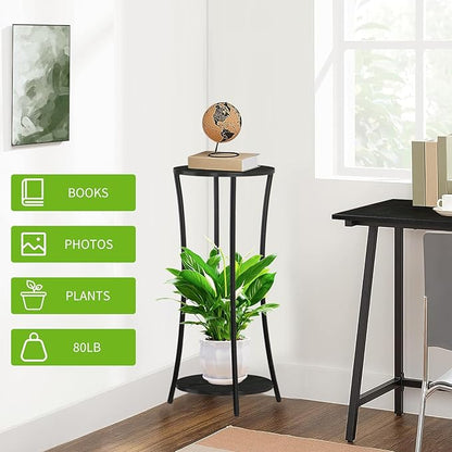 YINMIT Plant Stand Indoor,Round Potted Holder Rack,Flower Pot Stand Shelf,Round Supports Rack,Corner Plant Shelf for Balcony Garden Patio Living Room,Black