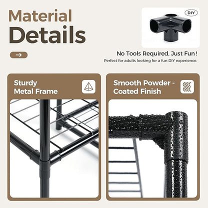 Bamworld Plant Stand Indoor Outdoor 11 Tire Tall Large Metal Plant Shelf Multi Tier Flower Stands Garden Shelves Wooden Plant Display Holder Rack for Living Room Corner