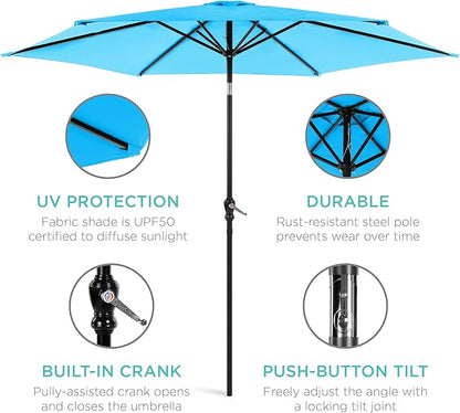 Best Choice Products 10ft Outdoor Table Compatible Steel Polyester Market Patio Umbrella w/Crank and Easy Push Button Tilt