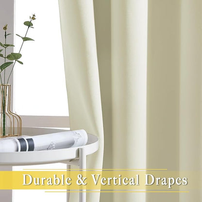 NICETOWN Room Darkening Curtain for Sliding Glass Door, Blackout Patio Door Curtain Wide Window Treatment Privacy Thermal Insulated Drapes for Bedroom/Living Room (1 Panel, Beige, W80 x L95)