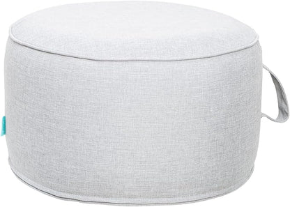 QILLOWAY Indoor/Outdoor Inflatable Stool,Round Ottoman,All Weather Foot Rest for Camping or Home,Silver/Grey
