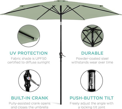 Best Choice Products 10ft Outdoor Table Compatible Steel Polyester Market Patio Umbrella w/Crank and Easy Push Button Tilt
