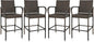 SUPER DEAL Upgraded Wicker Bar Stool Chairs Outdoor Backyard Rattan Chair w/Iron Frame, Armrest and Footrest (4)