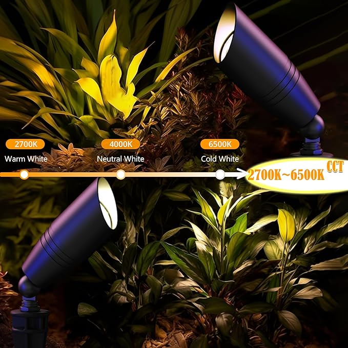 Outdoor Spotlights, 12V RGB+CCT Color Changing with Remote, Die-Cast Aluminum