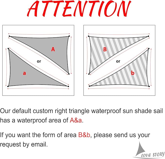 LOVE STORY Right Triangle 12'x14'x18.4' Waterproof Sun Shade Sail Canopy UV Block for Outdoor Patio Backyard Carport,Cream(We Make Custom Size)