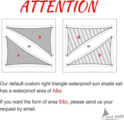 LOVE STORY Right Triangle 16'x16'x22.6' Waterproof Sun Shade Sail Canopy UV Block for Outdoor Patio Backyard Carport,Cream(We Make Custom Size)