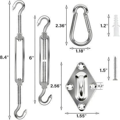 YOFIT 80 Pcs Shade Sail Hardware Kit 6 inch for Triangle Rectangle Sun Shade Sail Installation, 304 Grade Stainless for Garden Outdoors