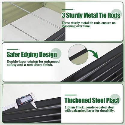 Galvanized Raised Garden Bed Kit Outdoor Patio,6x3x2ft Large Rectangular Metal Planter Boxes,Deep Root Box Planter for Gardening, Vegetables, Flowers, Herbs, 1 Pack, Black
