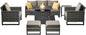 Belord 7 Pieces Patio Furniture Set with 50000BTU Propane Fire Pit Table: Wicker Patio Conversation Set with Outdoor Club Chairs Patio Couch Metal Side Table, All Weather Brown Rattan