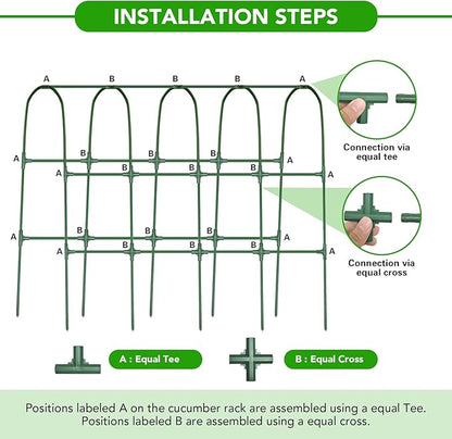 Cucumber Trellis for Raised Bed, U-Shape Garden Trellis for Climbing Plants Outdoor, Metal Arch Vegetables Trellis, Plant Support for Grape Vine Beans Squash Peas Flower