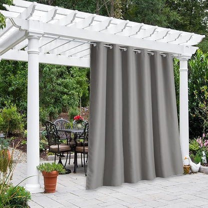 NICETOWN Bedroom Curtain for Patio Room Darkning, Thermal Insulated Rustproof Grommet Top Blackout Indoor Bedroom Vertical Drape Privacy for Gazebo/Pergola, Sand, W84 x L95, 1 PC