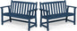 Ciokea 48" Outdoor Bench Set of 2, HDPE Weatherproof Garden Bench, 2-Person Memorial Benches with 550 Lbs, Waterproof Patio Porch Benches for Outside Business Deck Office Backyard Balcony, Navy Blue