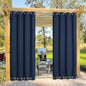 NICETOWN Outdoor Curtain for Patio Waterproof, Rustproof Top and Bottom Grommet Windproof Drape Thermal Insulated Blackout Indoor Outdoor Blinds for Porch/Gazebo, W52 x L84, Navy Blue, 1 Panel