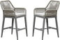 PURPLE LEAF Outdoor 24" Counter Height Bar Stools Chair Set of 2, All Weather Rattan and Aluminum Patio Bar Stool with Cushion for Indoor and Outdoor, Kitchen Island, Light Grey
