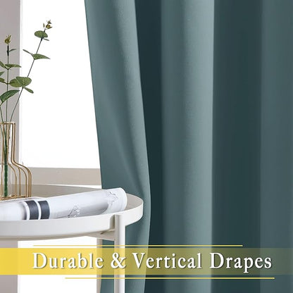 NICETOWN Blackout Curtain for Sliding Door, Patio Door Curtains, Grommet Thermal Insulated Room Divider Curtain Drape for Living Room/Bedroom (Greyish Blue, W80 x L84, 1 Panel)