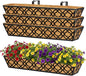 Y&M 30 inch Window Planter Box 4Pcs Iron Window Deck Railing Planter with Coco Liner, Metal Horse Troughs Fence Planter for Outdoor Balcony Rail Fence Porch Patio