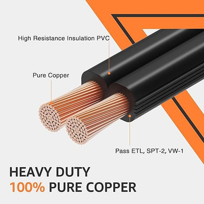 SUNVIE 16/2 Low Voltage Landscape Wire 250FT with Spool Outdoor Landscape Lighting Cable 16 Gauge 2 Conductors Low Voltage Wire for Landscaping Lights, ETL Listed, Pure Copper, Direct Burial