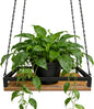 Plant Hanger Indoor, 11.8" Wooden Hanging Plant Holder with Metal Frame Hanging Planter for Indoor Plants Load 50LB Hanging Plant Shelf with 27.6" Long Chain, Ideal for Heavier Pots Window Ceiling
