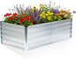 DUMOS Raised Garden Bed Outdoor, 6x3x2ft Planter Box Outdoor for Deep-Rooted Herbs/Flowers/Vegetables, Large Metal Garden Bed for Patio, Balcony and Backyard, Silver