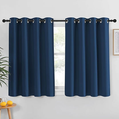 NICETOWN Moroccan Blue Blackout Curtain for Living Room - Solid Thermal Insulated Grommet Blackout Panel/Drape for Bedroom Kitchen Window (1 Panel, 52 inches Wide by 54 inches Long)