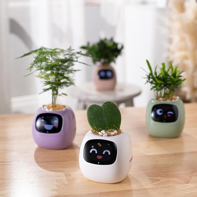 Planter Pot with WiFi App Watering, Purple Plastic, Modern Style