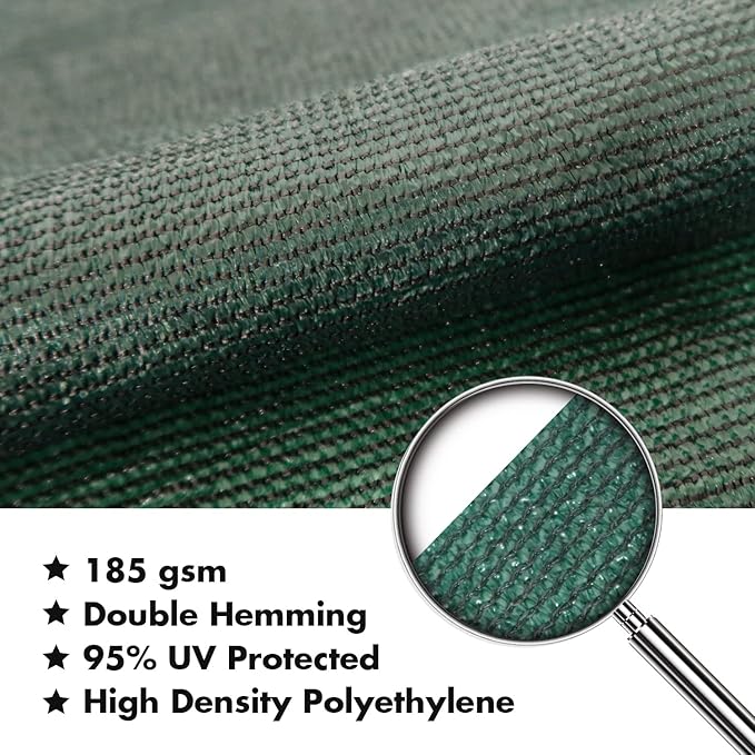 KANAGAWA 10'X13' Dark Green Custom Size Sun Shade Sail Rectangle UV Block Canopy Cover for Patio Backyard Lawn Garden Outdoor (Customized Available)