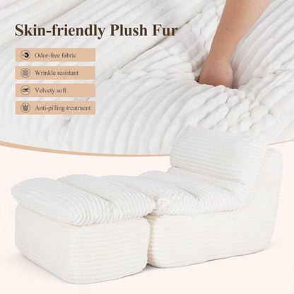 Boneless Chaise Lounge Chair Indoor, Adult Bean Bag Chair with Compressed Memory Foam, Comfy Back Support Sofa Bed Couch for Living Room Bedroom Office Apartment, No Assembly