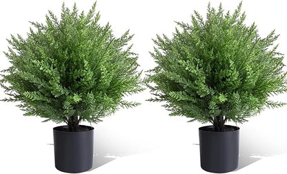 Artificial Topiary Bushes for Outdoors with Spike, Boxwood Ball Fake Shrubs UV Resistant Faux Plants for Indoor Outdoor Fall Thanksgiving Halloween Decor (Heart Crpress Topiary with Pot-2 Pack)