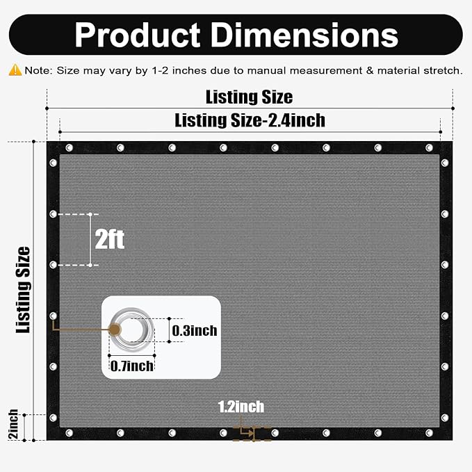 Artpuch 90% Sun Shade Cloth, 10 x 10 FT Pergola Shade Cover Canopy with Grommets, Sun Screen Fabric Tarp for Patio, Outdoor, Garden, Backyard, Blue Grey