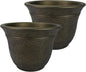 The HC Companies Sierra Round Self-Watering Pot - Lightweight Plastic Planter for Herbs & More - Durable Plant Pots for Indoor Plants & Outdoor Plants (7.5” Celtic Bronze, Pack of 2)