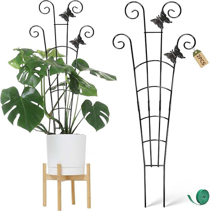 COOMIN 30'' Monstera Plant Support Outdoor, Metal Expandable Plant Supports for Indoor Plants, 2P Garden Trellis for Climbing Plants Indoor - Ivy, Pothos, Philodendron, Hoya