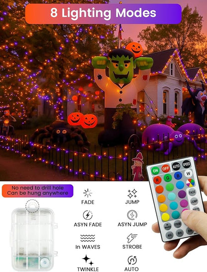 RGB Color Changing 33Ft 100LED St. Patrick's Day Fairy Lights Battery Operated, Waterproof String Lights USB Powered with Timer for Indoor & Outdoor, 18 Colors & Multicolor for Bedroom Christmas Decor