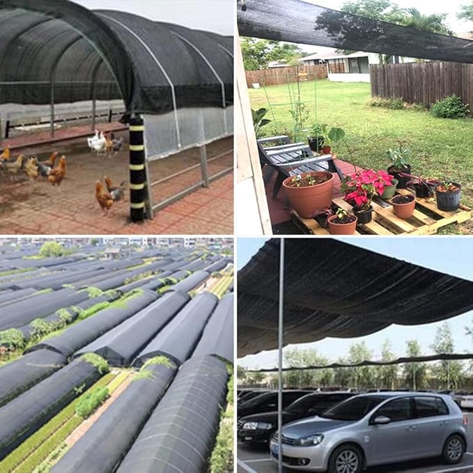 QLOFEI 4x16 FT Shade Cloth with Grommets, 90% Sun Shades Outdoor Patio Mesh Tarp, Easier to Hang Sun Protection Neting Cover -for Garden Greenhouse Pergola Lawn Kennel Chicken Coop