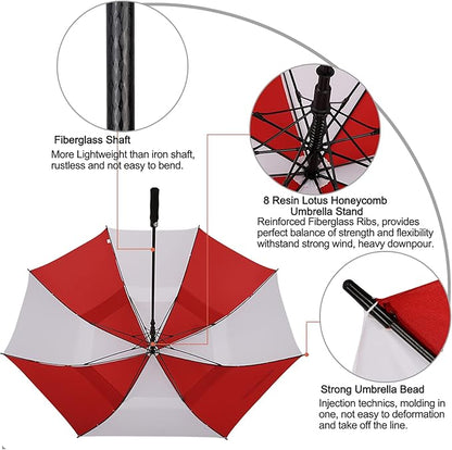 G4Free 47/54/62/68/72 Inch Automatic Open Golf Umbrella Oversize Extra Large Double Canopy Vented Windproof Waterproof Stick Umbrellas