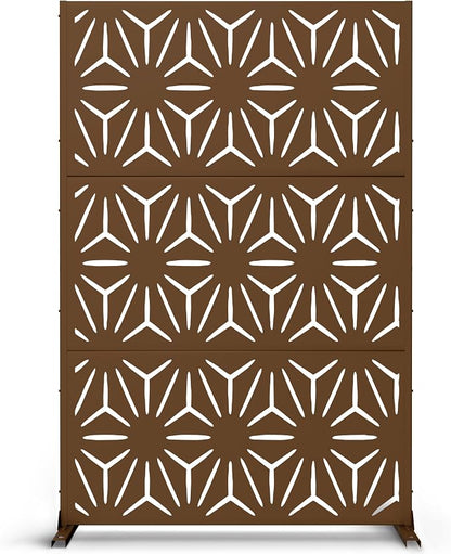Metal Privacy Screen Outdoor 72" H×47" W, Freestanding Decorative Privacy Screen by Unknown