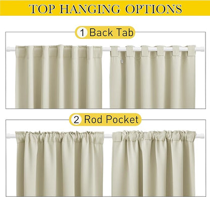 NICETOWN 2 Panels Outdoor Curtains Waterproof Pocket & Back Tab on Top & Bottom, Thermal Insulated Windproof Sun Blocking Outside Privacy Drapes for Patio with Fixed Rope, W52 x L95, Beige