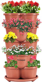 VIVOSUN 5 Tier Vertical Gardening Stackable Planter for Strawberries, Flowers, Herbs, Vegetables, Brown