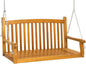 Best Choice Products 48in Wood Porch Swing Outdoor Patio Hanging Bench Chair Furniture for Deck, Garden, Yard w/Mounting Chains, Curved Back Design, 500lb Weight Capacity - Brown